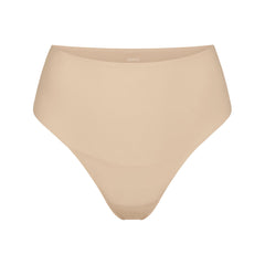 SMOOTHING INTIMATES HIGH-WAISTED THONG | SAND (THONGS, PANTIES) LAYS FLAT ON A WHITE BACKGROUND | FLT