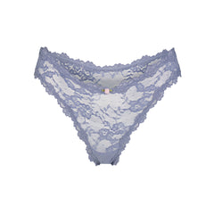 STRETCH LACE DIPPED THONG | SLATE FLAT ON A WHITE BACKGROUND | FLT