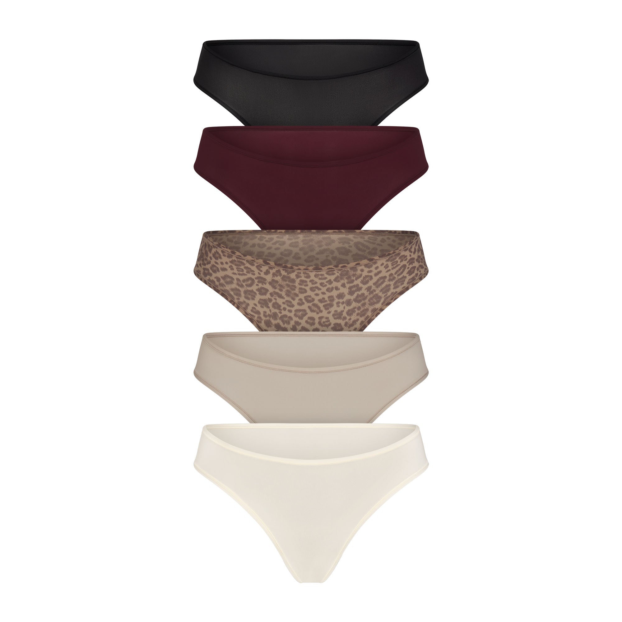 FITS EVERYBODY THONG 5-PACK | DESERT LEOPARD MULTI & LAYS FLAT ON A WHITE BACKGROUND | FLT