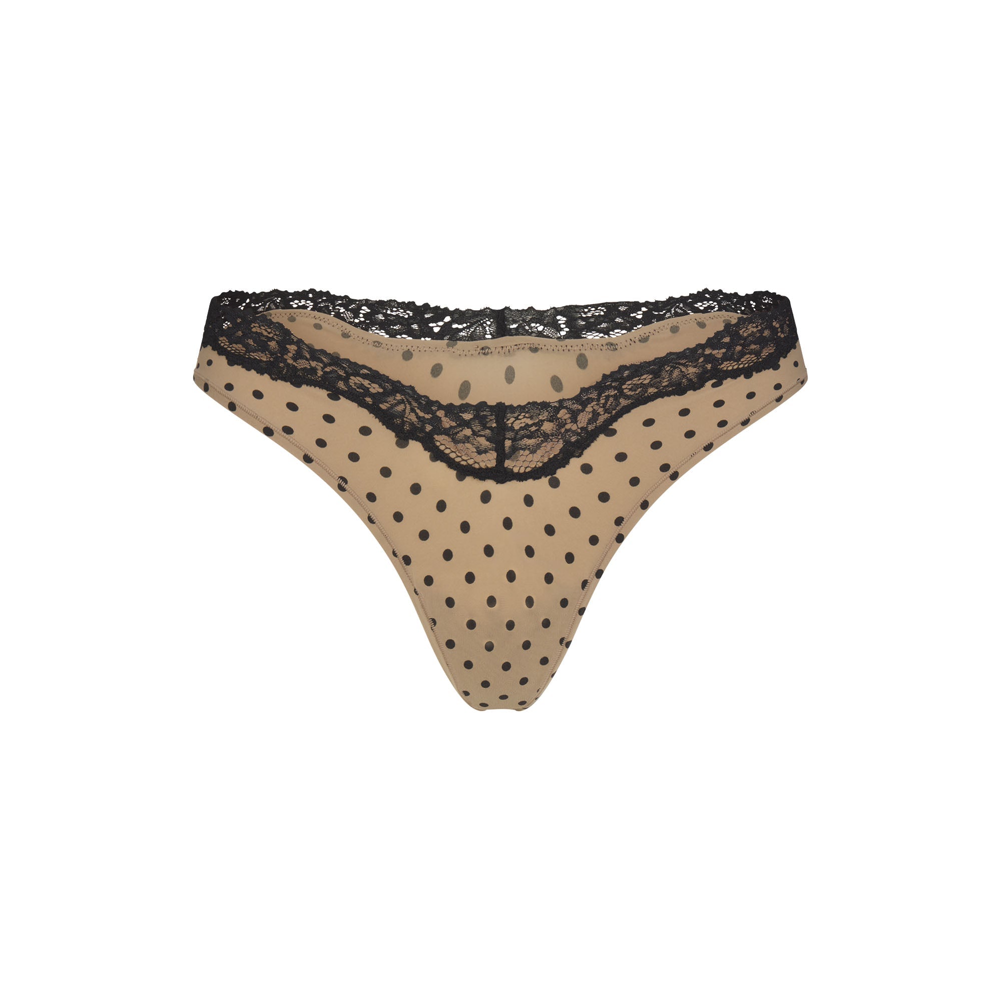 FITS EVERYBODY LACE DIPPED THONG 5-PACK | NEUTRAL DOT MULTI & LAYS FLAT ON A WHITE BACKGROUND | FLT