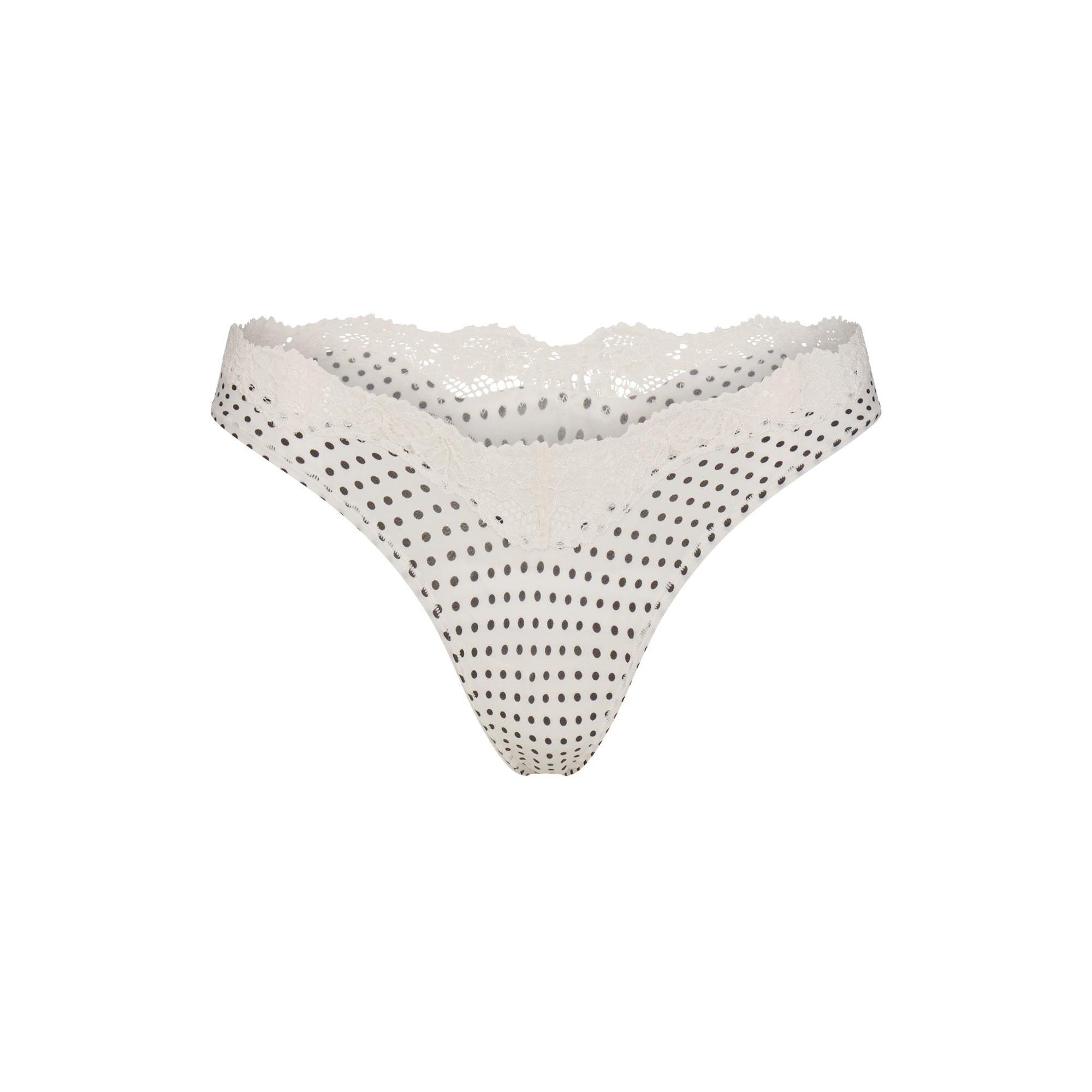 FITS EVERYBODY LACE DIPPED THONG 5-PACK | NEUTRAL DOT MULTI & LAYS FLAT ON A WHITE BACKGROUND | FLT