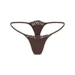 FITS EVERYBODY LACE STRING THONG | ESPRESSO FLAT ON A WHITE BACKGROUND | FLT