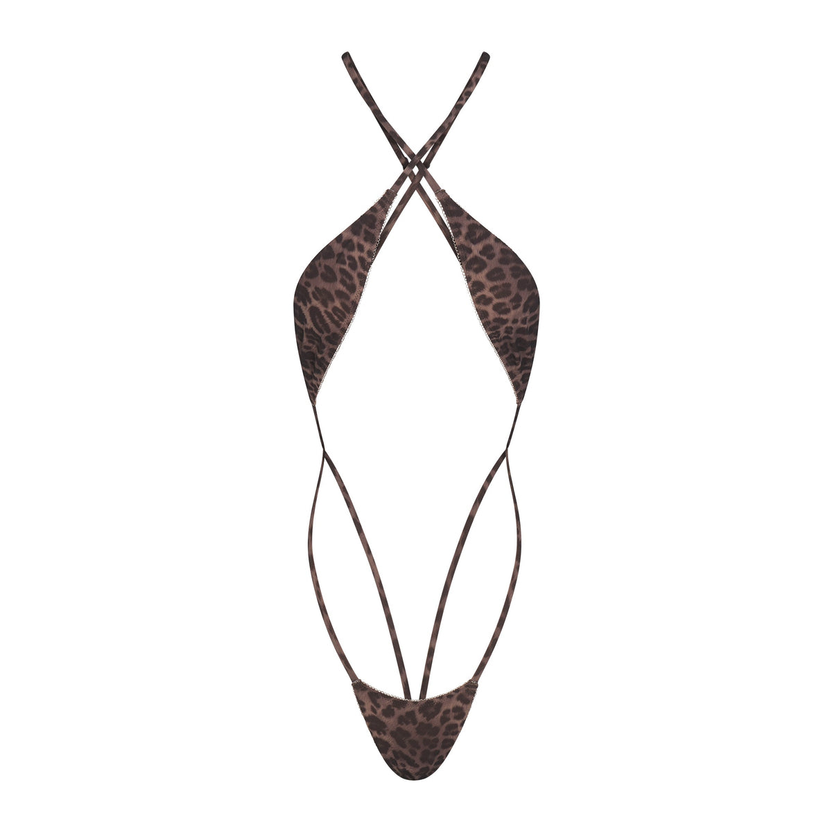 FITS EVERYBODY PICOT MICRO TEDDY | UMBER LEOPARD PRINT FLAT ON A WHITE BACKGROUND | FLT