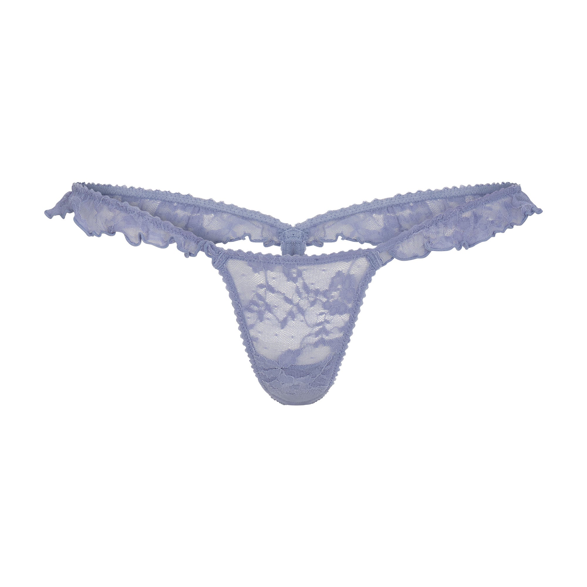 STRETCH LACE BUTTERFLY THONG | SLATE FLAT ON A WHITE BACKGROUND | FLT