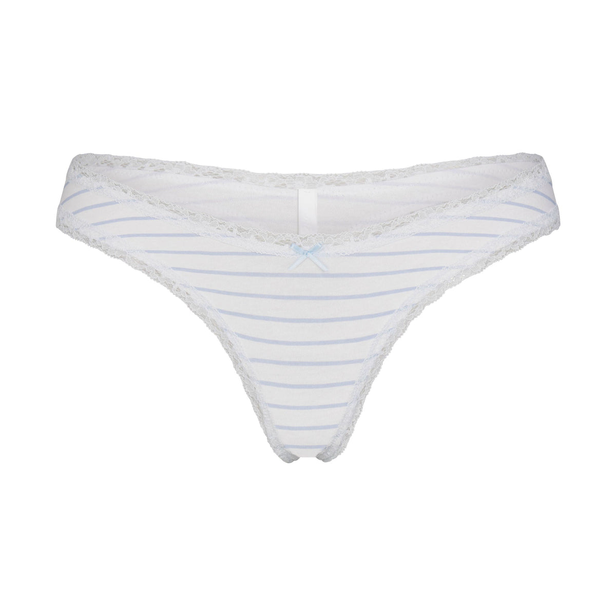 LIGHTWEIGHT COTTON LACE THONG | AIRSPACE LAGUNA STRIPE FLAT ON A WHITE BACKGROUND | FLT