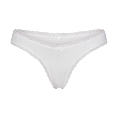 LIGHTWEIGHT COTTON LACE THONG | SNOW FLAT ON A WHITE BACKGROUND | FLT