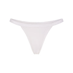 LIGHTWEIGHT COTTON LOGO PICOT THONG | SNOW FLAT ON A WHITE BACKGROUND | FLT