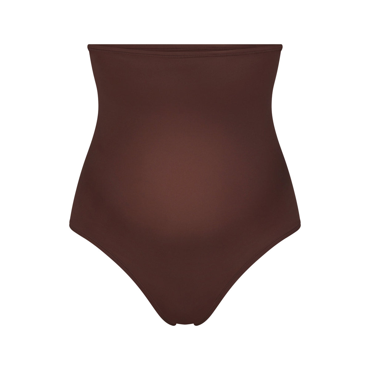 FITS EVERYBODY MATERNITY HIGH-WAISTED THONG | COCOA (MATERNITY PANTIES) LAYS FLAT ON A WHITE BACKGROUND | 