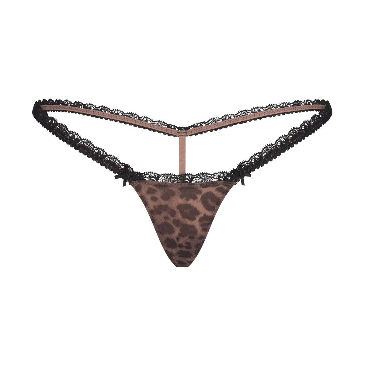 FITS EVERYBODY LACE MICRO THONG | UMBER LEOPARD PRINT FLAT ON A WHITE BACKGROUND | FLT