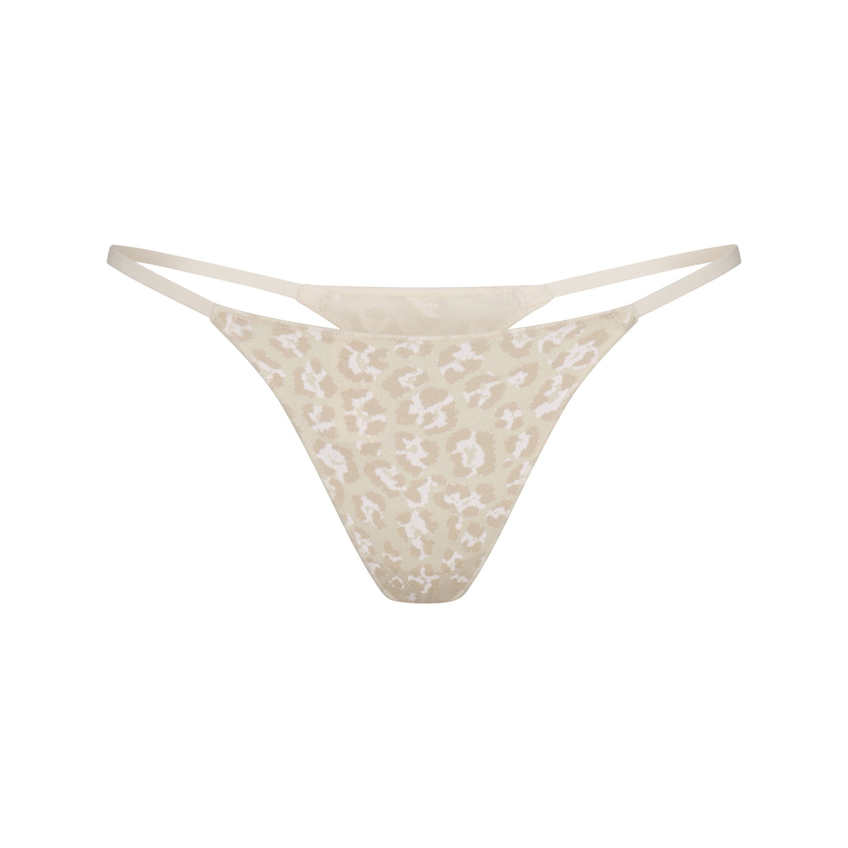 LIGHTWEIGHT COTTON STRING THONG | DELTA LEOPARD FLAT ON A WHITE BACKGROUND | FLT