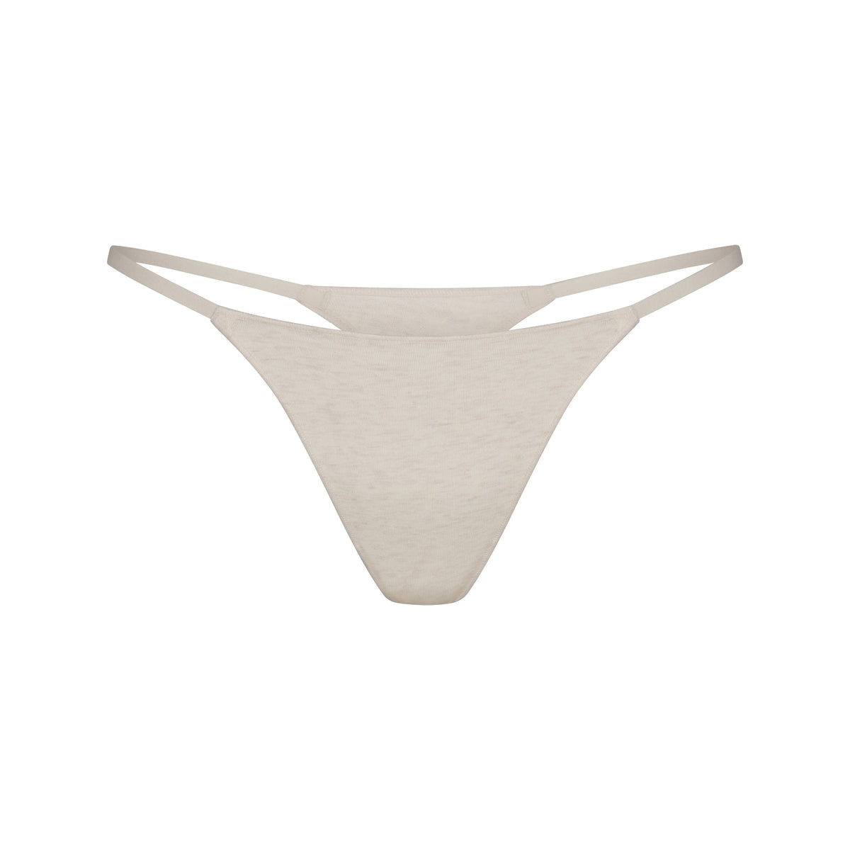 LIGHTWEIGHT COTTON STRING THONG | OATMEAL HEATHER FLAT ON A WHITE BACKGROUND | FLT