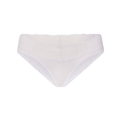 LIGHTWEIGHT COTTON WIDE LACE BRIEF | SNOW FLAT ON A WHITE BACKGROUND | FLT
