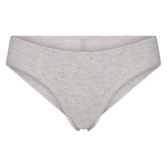 LIGHTWEIGHT COTTON LACE HIPSTER | LIGHT HEATHER GREY FLAT ON A WHITE BACKGROUND | FLT