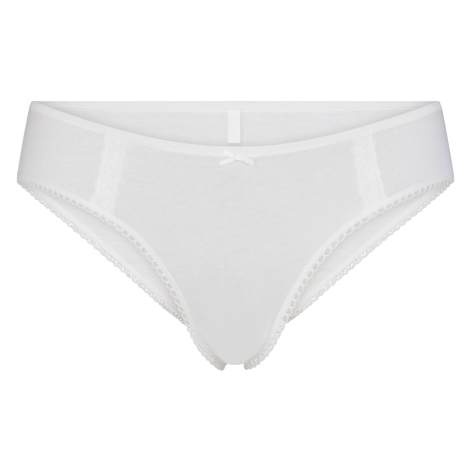 LIGHTWEIGHT COTTON LACE HIPSTER | SNOW FLAT ON A WHITE BACKGROUND | FLT