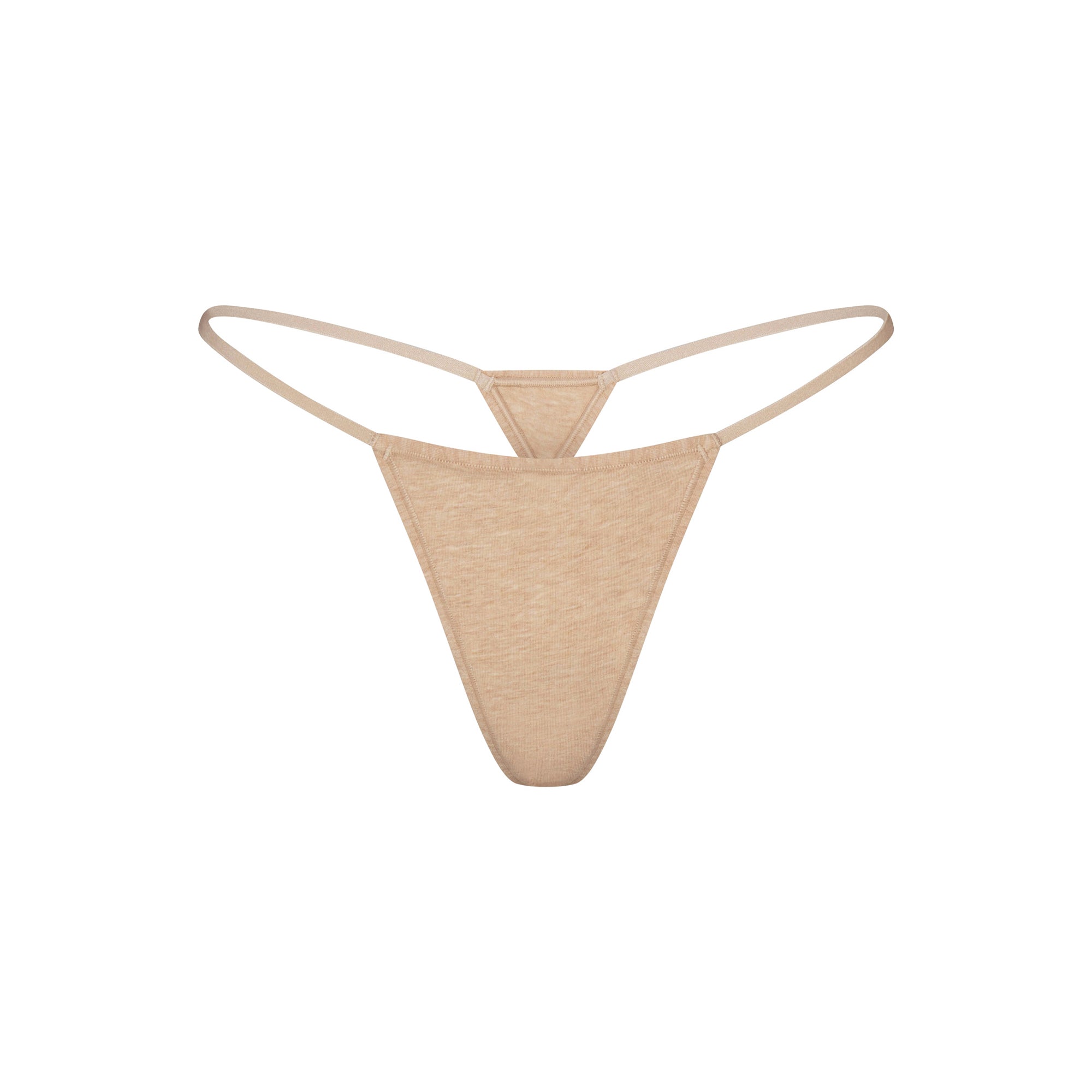 EVERYDAY COTTON STRING THONG | CLAY HEATHER FLAT ON A WHITE BACKGROUND | FLT