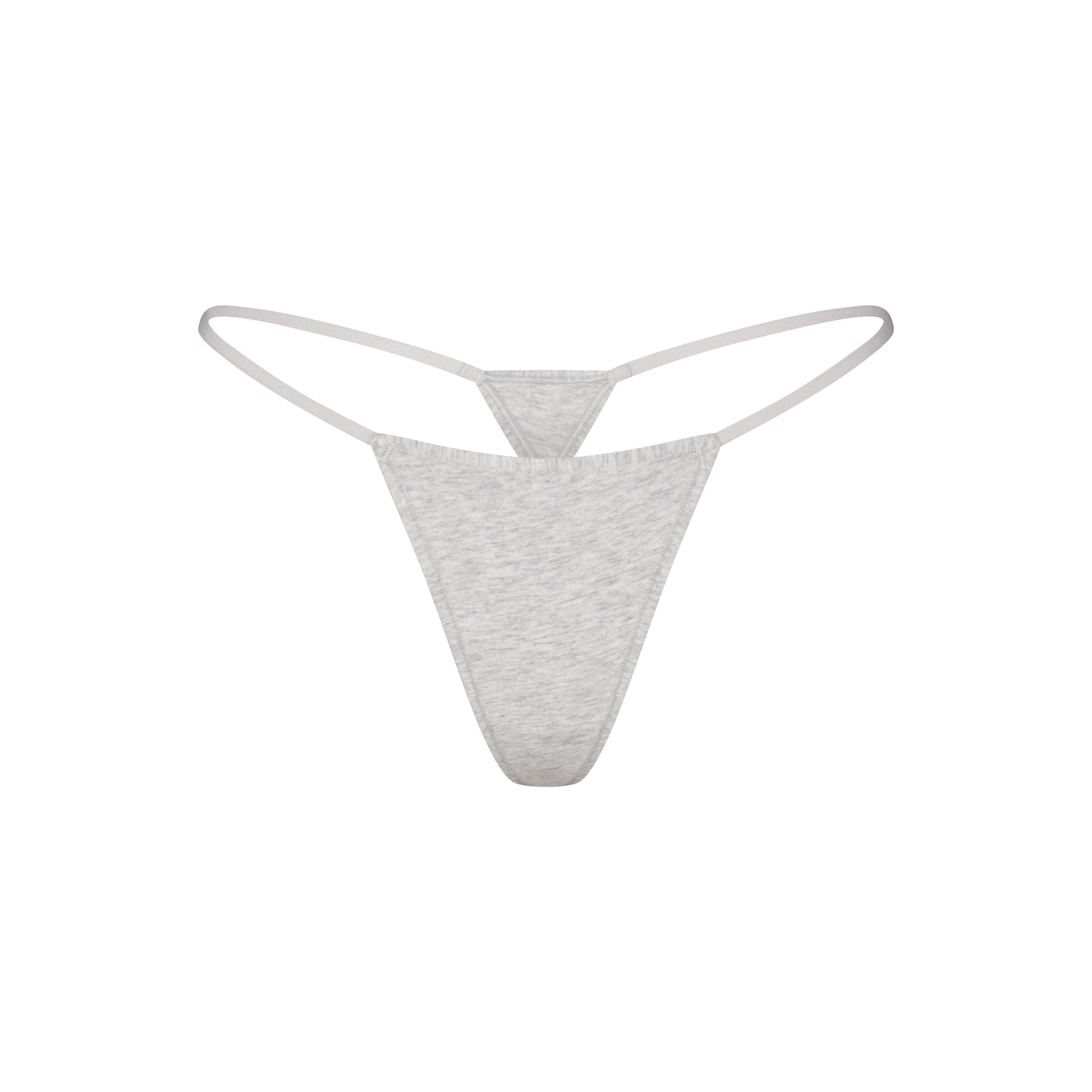 EVERYDAY COTTON STRING THONG | LIGHT HEATHER GREY FLAT ON A WHITE BACKGROUND | FLT