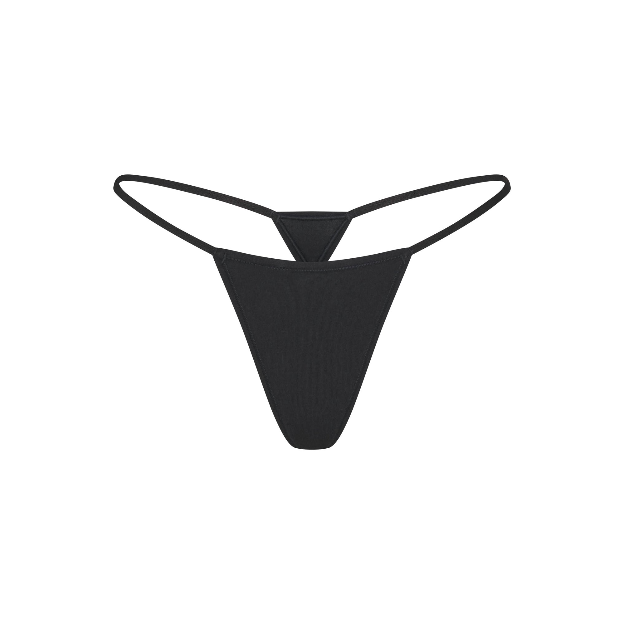 EVERYDAY COTTON STRING THONG | ONYX FLAT ON A WHITE BACKGROUND | FLT