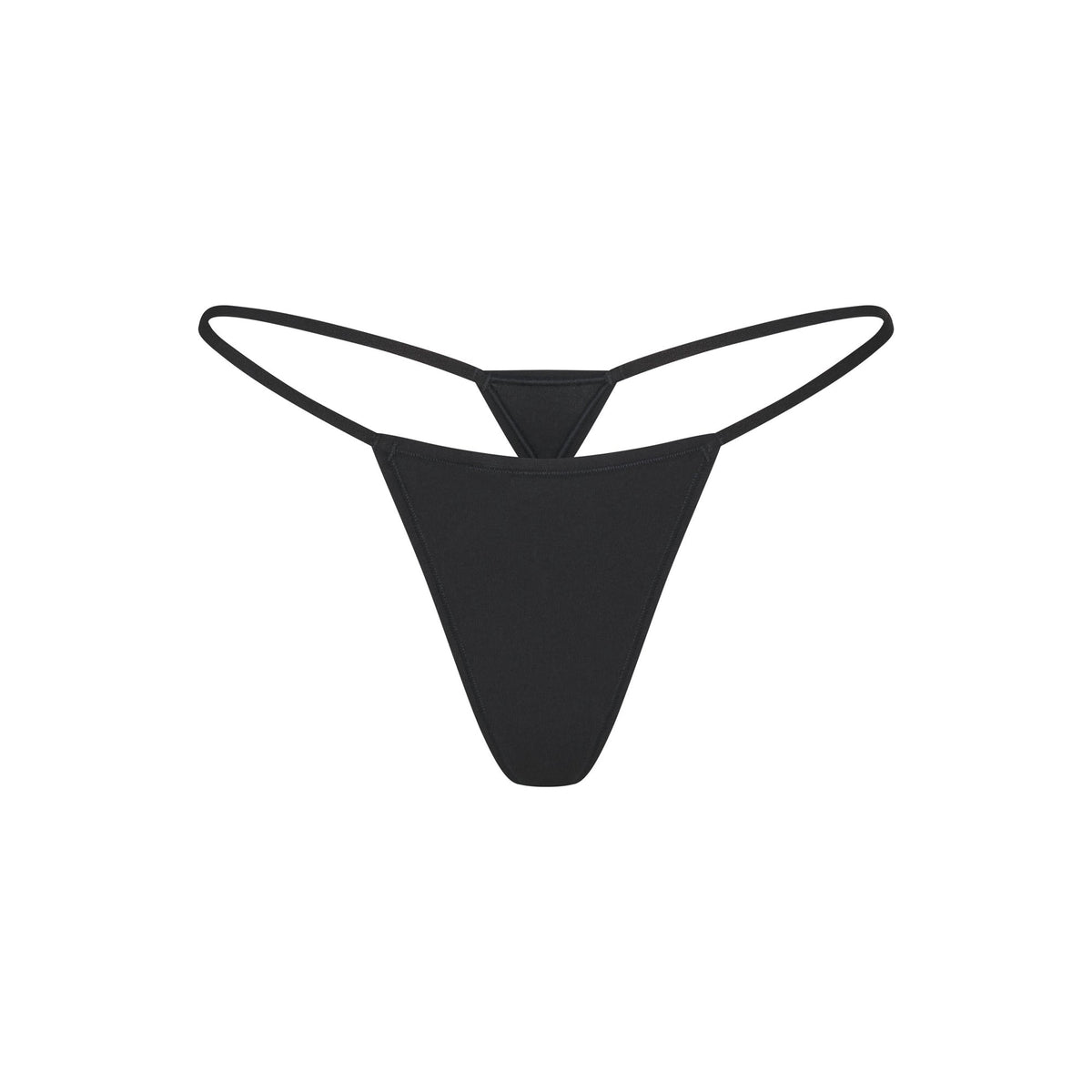 EVERYDAY COTTON STRING THONG | ONYX FLAT ON A WHITE BACKGROUND | FLT