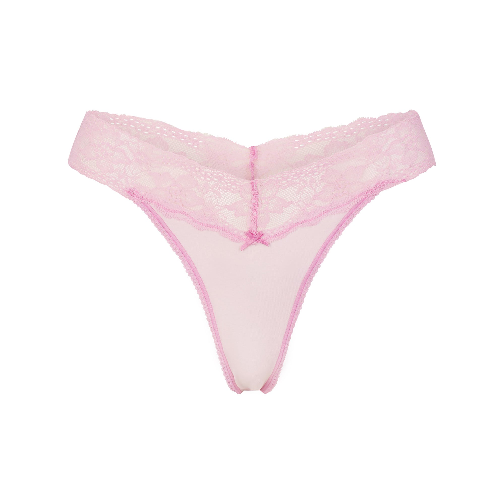 LIGHTWEIGHT COTTON WIDE LACE THONG | CHERRY BLOSSOM TONAL FLAT ON A WHITE BACKGROUND | FLT