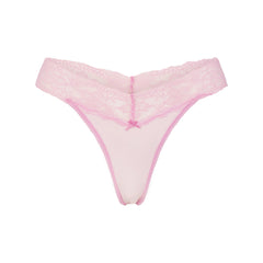 LIGHTWEIGHT COTTON WIDE LACE THONG | CHERRY BLOSSOM TONAL FLAT ON A WHITE BACKGROUND | FLT