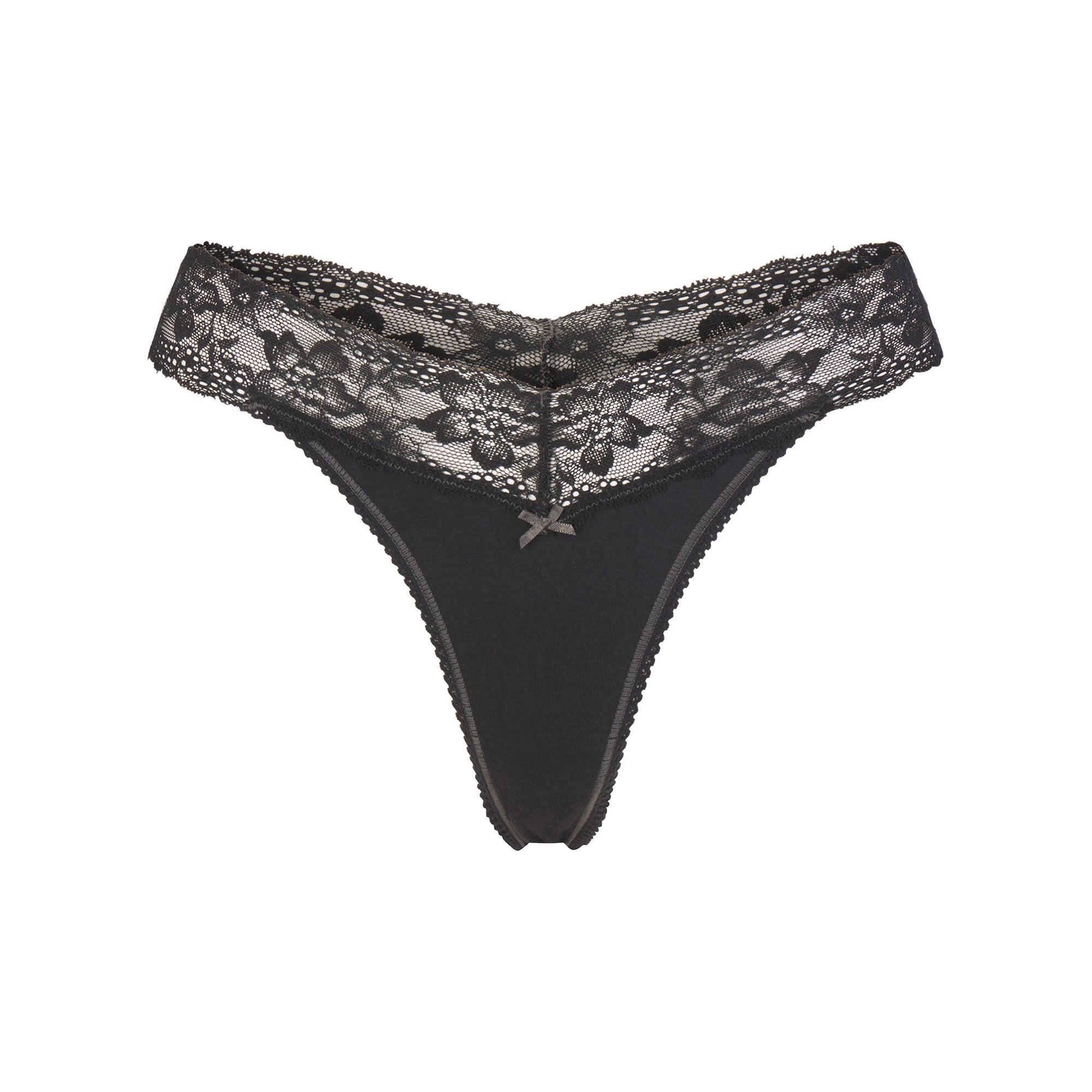 LIGHTWEIGHT COTTON WIDE LACE THONG | SOOT TONAL FLAT ON A WHITE BACKGROUND | FLT