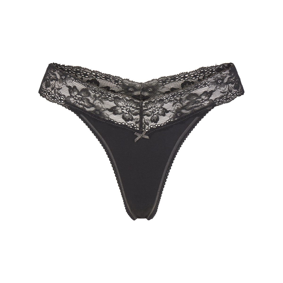 LIGHTWEIGHT COTTON WIDE LACE THONG | SOOT TONAL FLAT ON A WHITE BACKGROUND | FLT