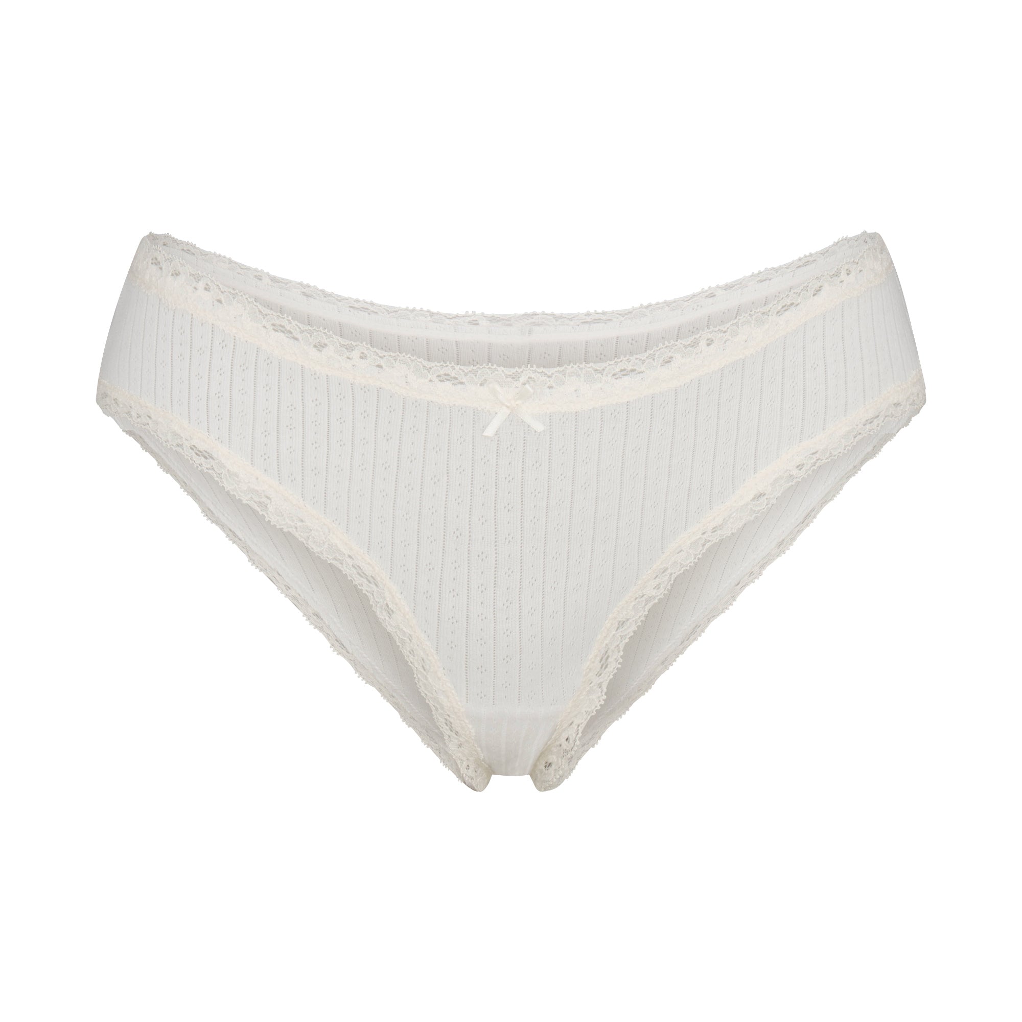 LIGHTWEIGHT COTTON POINTELLE LACE BRIEF | MARBLE TONAL FLAT ON A WHITE BACKGROUND | FLT