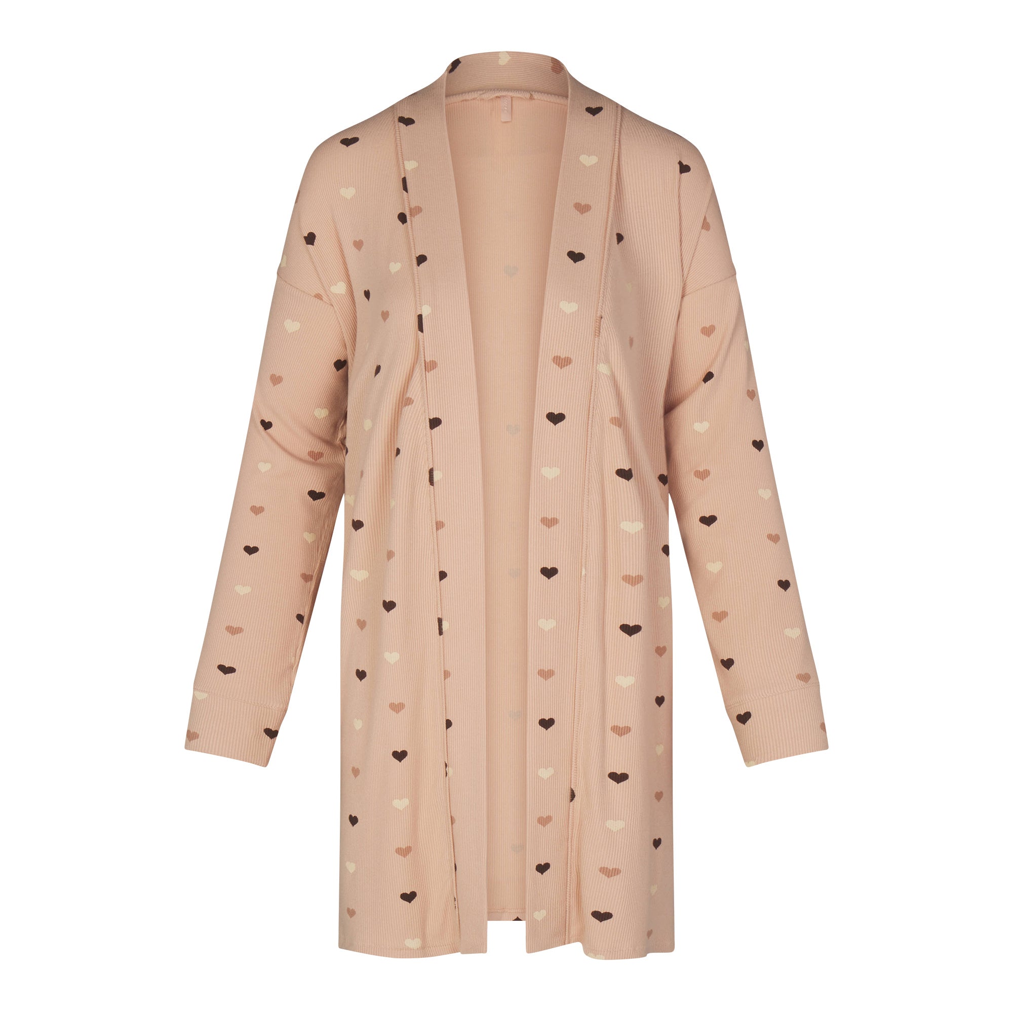 SOFT LOUNGE ROBE | MICA MINI HEART HALFDROP FLAT ON A WHITE BACKGROUND