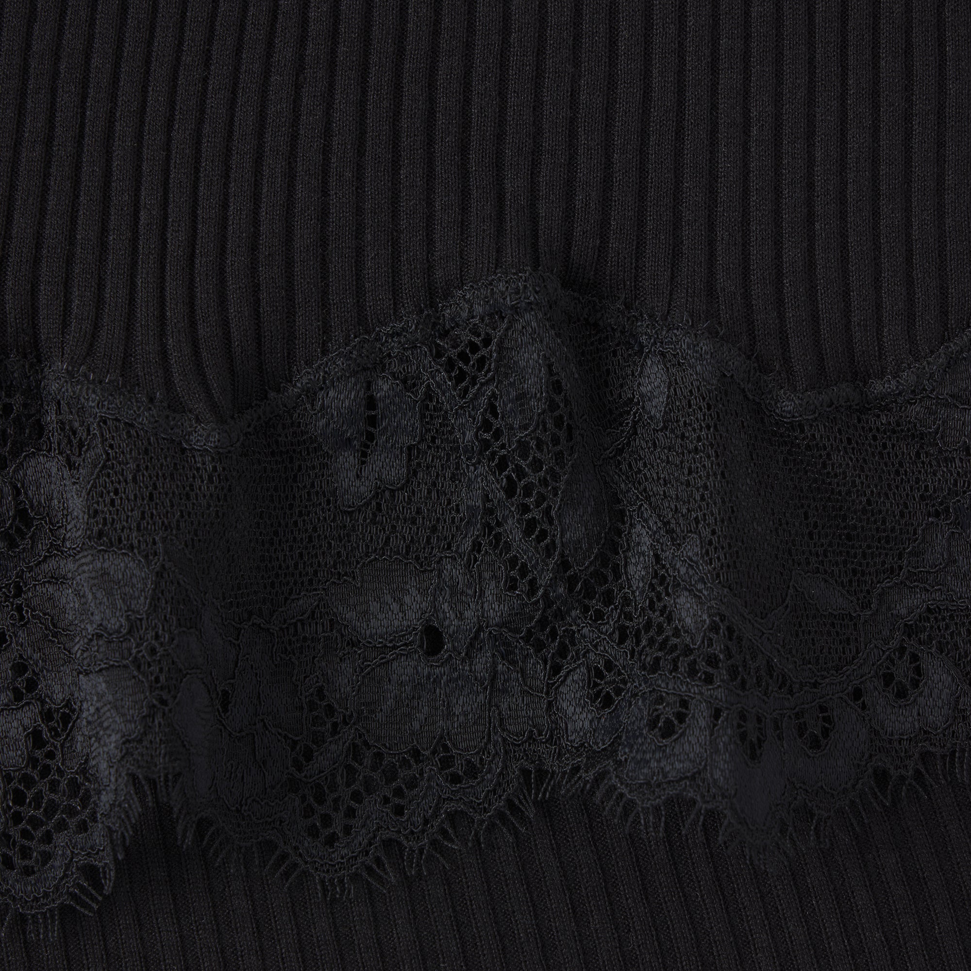 RIB KNIT LACE MINI DRESS | OBSIDIAN ADDITIONAL FABRIC DETAILS