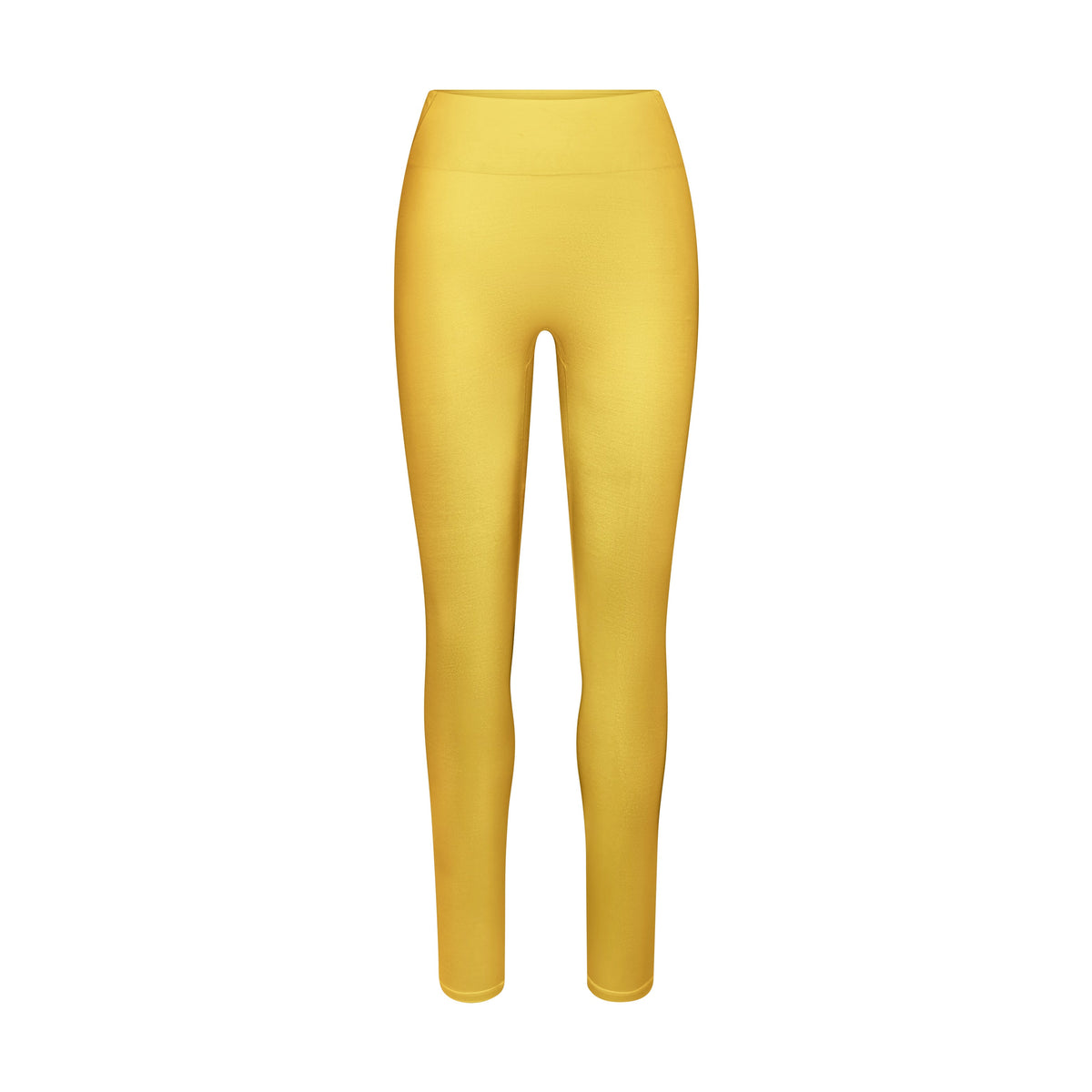 NikeSKIMS SATIN SHINE BONDED WAIST LEGGING 26 INCH | NSKM Citrine FLAT ON A WHITE BACKGROUND | FLT
