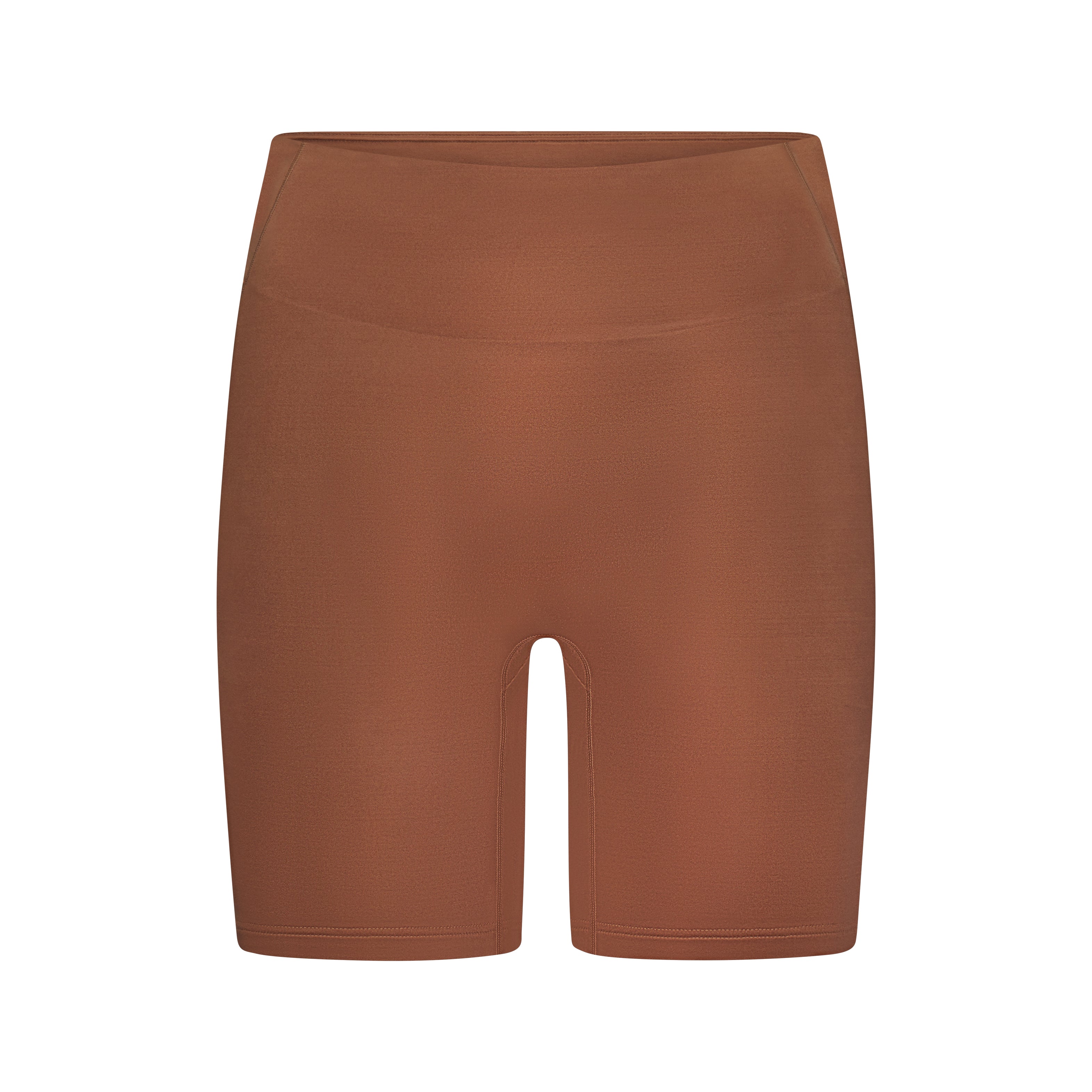 NikeSKIMS SATIN SHINE BONDED WAIST BOYSHORT| NSKM Carob FLAT ON A WHITE BACKGROUND | FLT