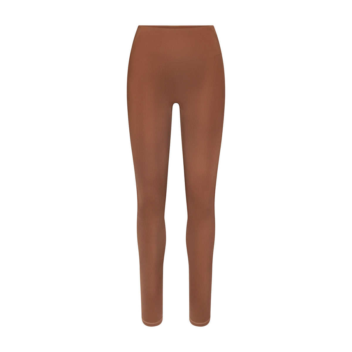 NikeSKIMS SATIN SHINE BONDED WAIST LEGGING 29 INCH | NSKM Carob FLAT ON A WHITE BACKGROUND | FLT
