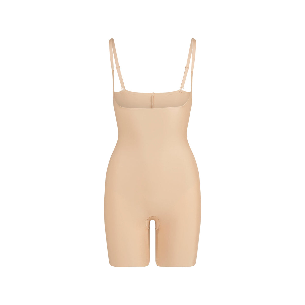 SKIMS BODY CORE SCULPT OPEN BUST MID THIGH BODYSUIT | CLAY FLAT ON A WHITE BACKGROUND | FLT