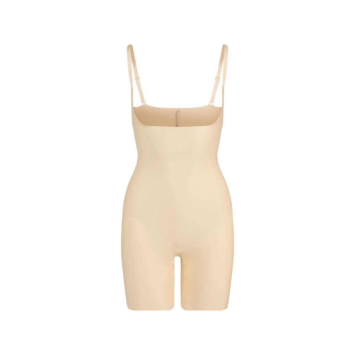 SKIMS BODY CORE SCULPT OPEN BUST MID THIGH BODYSUIT | SAND FLAT ON A WHITE BACKGROUND | FLT