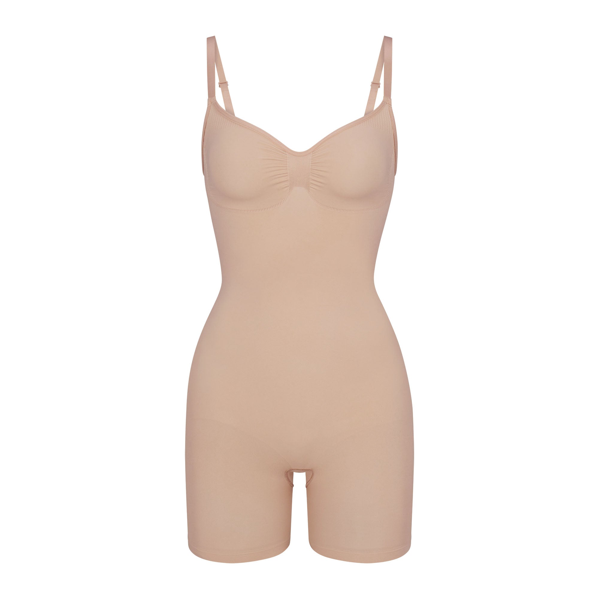 SEAMLESS SCULPT MID THIGH BODYSUIT | MICA (ONESIES, BODYSUITS) LAYS FLAT ON A WHITE BACKGROUND | FLT