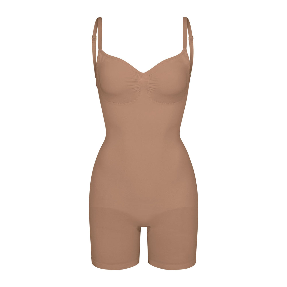 SEAMLESS SCULPT LOW BACK MID THIGH BODYSUIT | SIENNA (LOW BACK SHAPEWEAR, BODYSUITS) LAYS FLAT ON A WHITE BACKGROUND | FLT