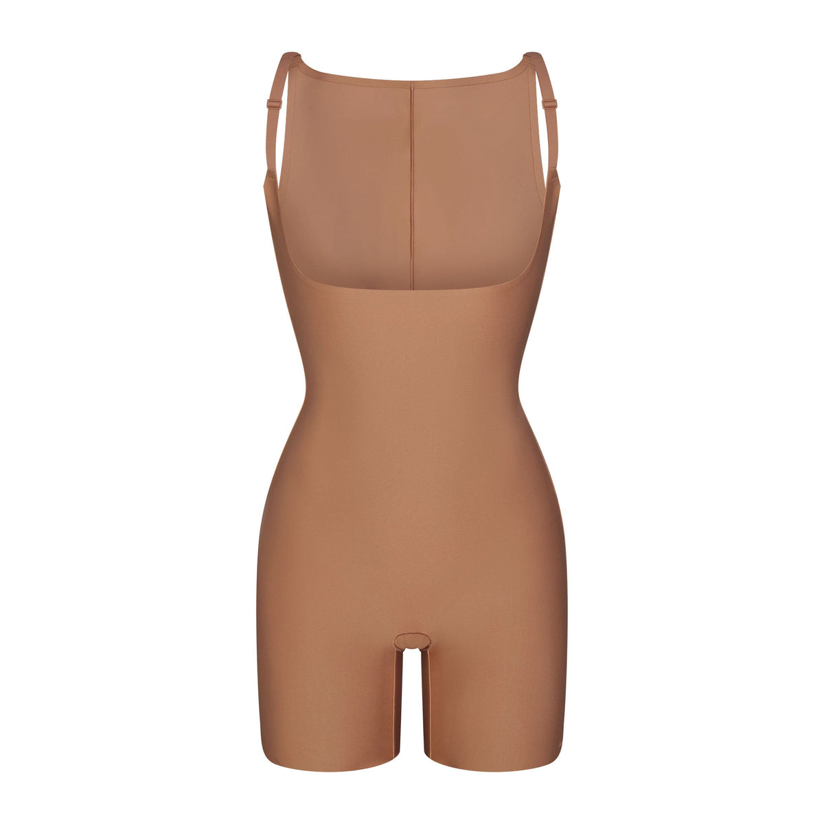 SKIMS BODY CORE SCULPT BACK SMOOTHING OPEN BUST MID THIGH BODYSUIT | SIENNA FLAT ON A WHITE BACKGROUND | FLT
