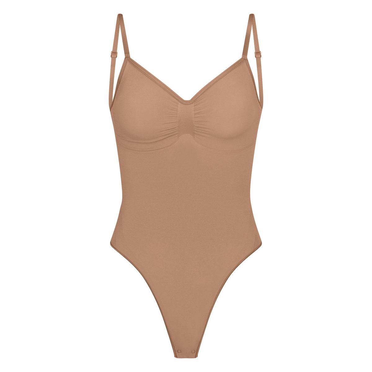 SEAMLESS SCULPT LOW BACK THONG BODYSUIT | SIENNA (LOW BACK SHAPEWEAR, BODYSUITS) LAYS FLAT ON A WHITE BACKGROUND | FLT