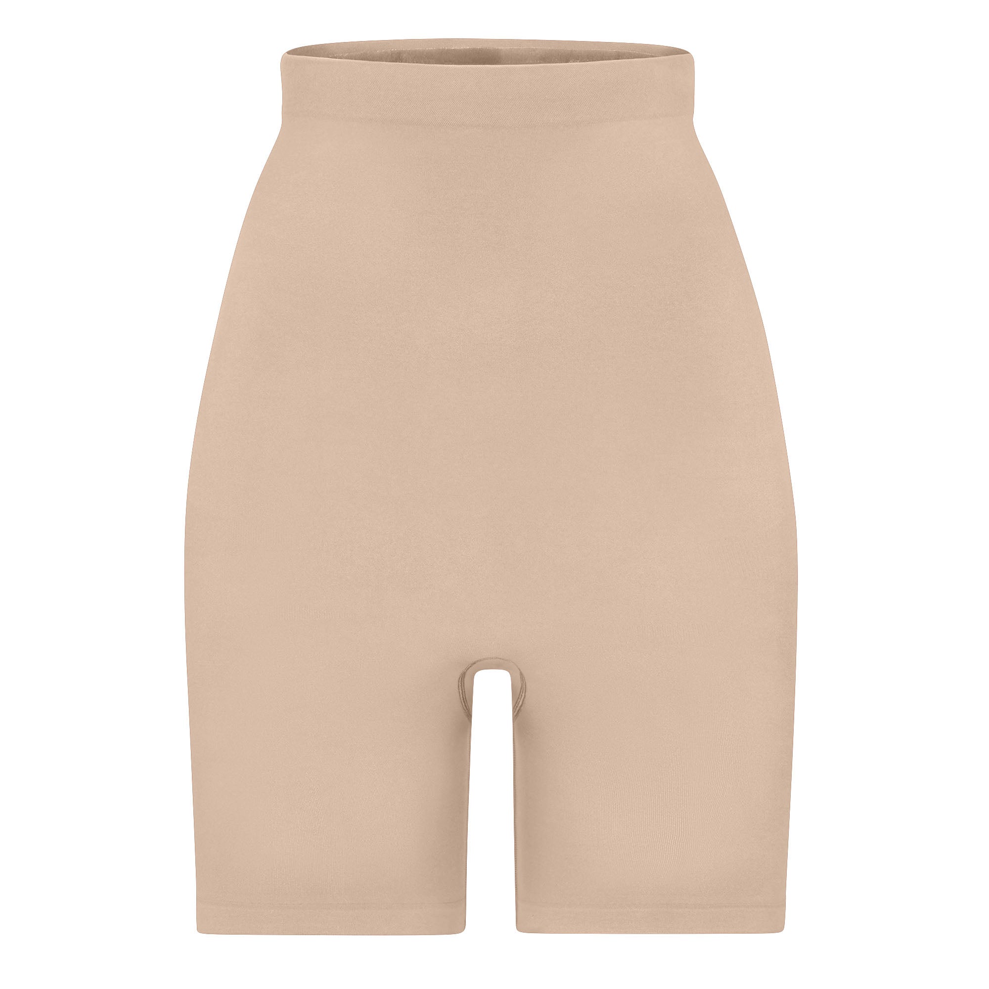 SEAMLESS SCULPT HIGH-WAISTED ABOVE THE KNEE SHORT | MICA (SHAPEWEAR SHORTS, SHAPEWEAR) LAYS FLAT ON A WHITE BACKGROUND | FLT