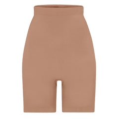 SEAMLESS SCULPT HIGH-WAISTED ABOVE THE KNEE SHORT | SIENNA (SHAPEWEAR SHORTS, SHAPEWEAR) LAYS FLAT ON A WHITE BACKGROUND | FLT