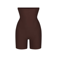 SKIMS BODY CORE SCULPT HIGH-WAISTED SHORT | COCOA (SHAPEWEAR SHORTS) FLAT ON A WHITE BACKGROUND | FLT