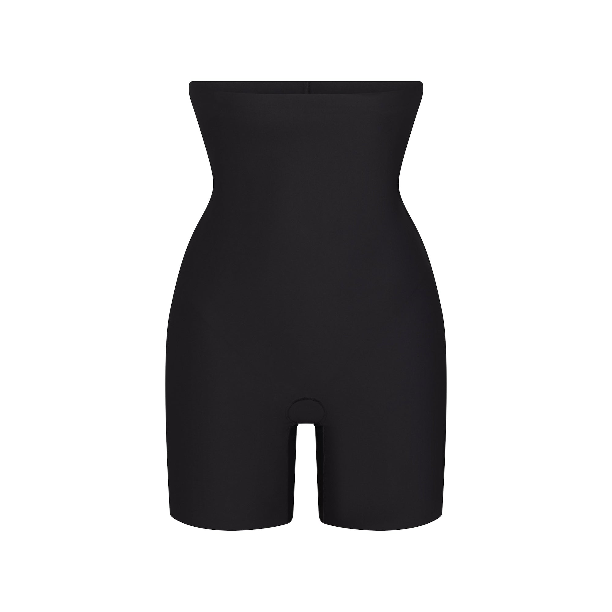 SKIMS BODY CORE SCULPT HIGH-WAISTED SHORT | ONYX (SHAPEWEAR SHORTS) FLAT ON A WHITE BACKGROUND | FLT