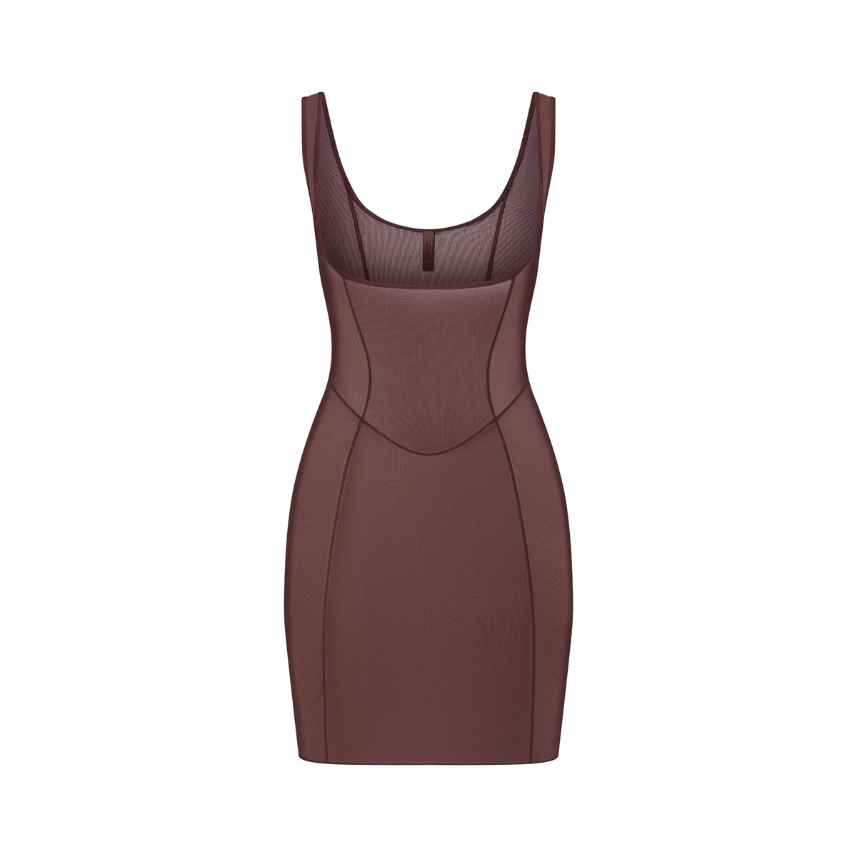 POWER MESH SHAPEWEAR OPEN BUST SLIP DRESS | COCOA FLAT ON A WHITE BACKGROUND | FLT