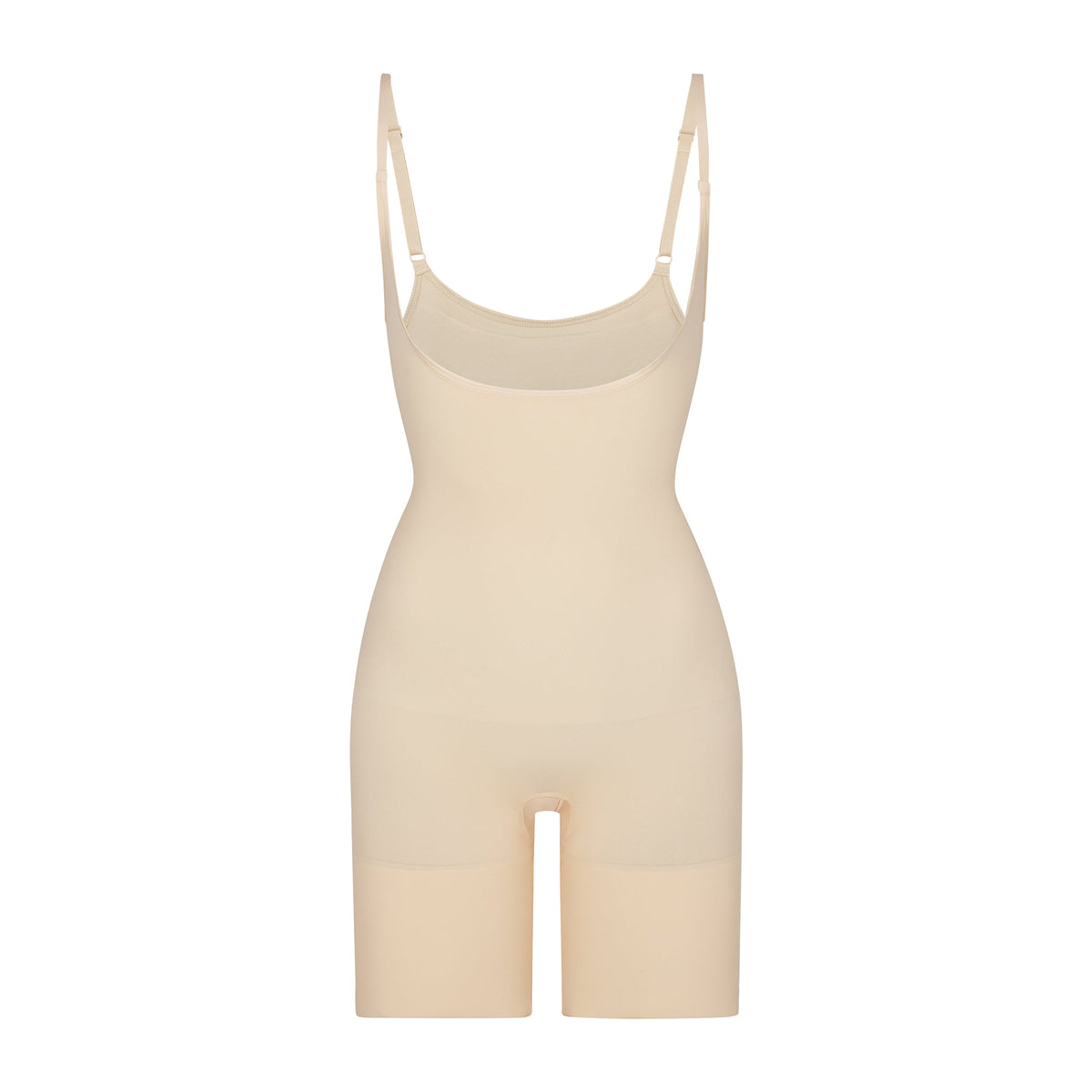 BUTT ENHANCING OPEN BUST BODYSUIT | SAND (SHAPEWEAR BODYSUITS) LAYS FLAT ON A WHITE BACKGROUND | FLT