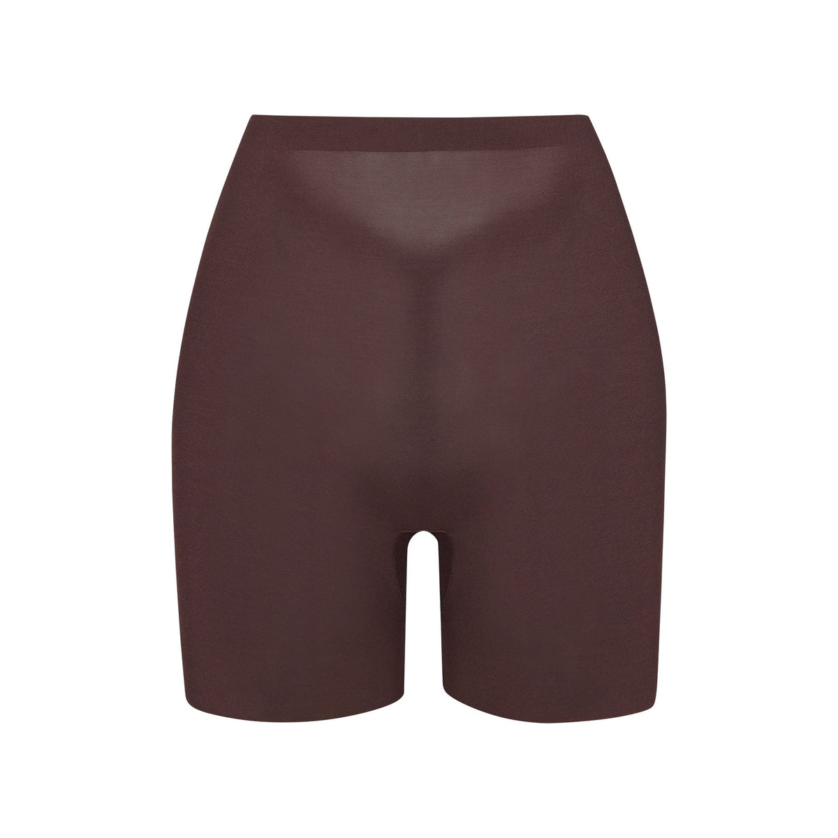 SHEER SCULPT LOW BACK SHORT | COCOA (LOW BACK SHAPEWEAR, SHAPEWEAR) LAYS FLAT ON A WHITE BACKGROUND | FLT