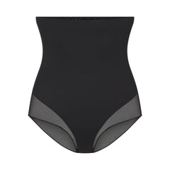 POWER MESH SHAPEWEAR CORE SCULPT HIGH-WAISTED BRIEF | ONYX FLAT ON A WHITE BACKGROUND | FLT