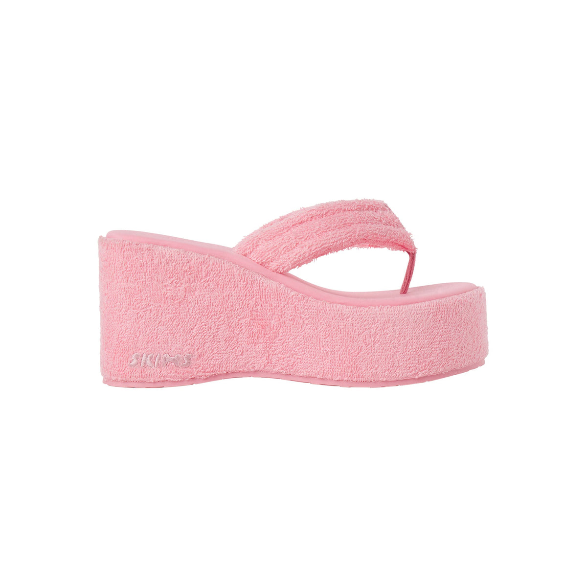 TERRY PLATFORM SANDAL | MELON & LAYS FLAT ON A WHITE BACKGROUND | FLT 