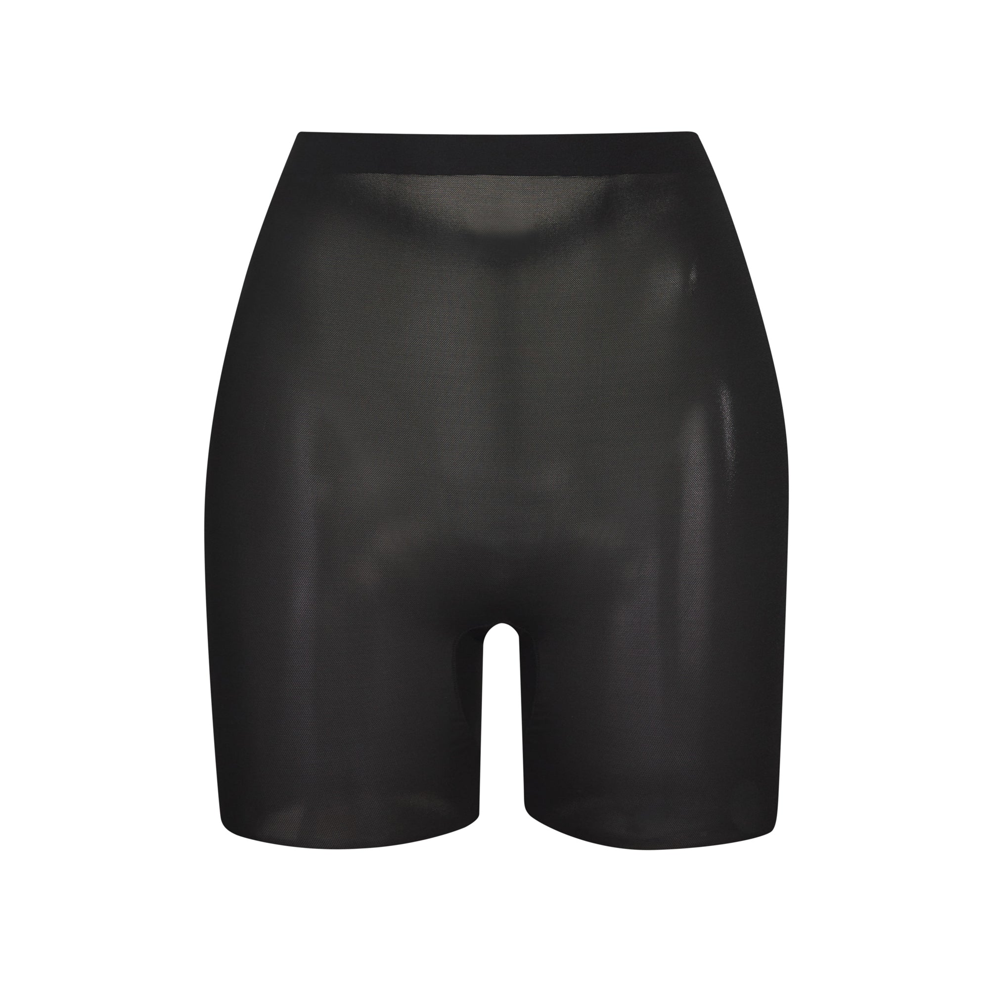 SHEER SCULPT LOW BACK SHORT | ONYX (LOW BACK SHAPEWEAR, SHAPEWEAR) LAYS FLAT ON A WHITE BACKGROUND | FLT
