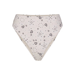 SIGNATURE SWIM HIGH-WAISTED BIKINI BOTTOM | ECRU BANDANA PRINT FLAT ON A WHITE BACKGROUND | FLT