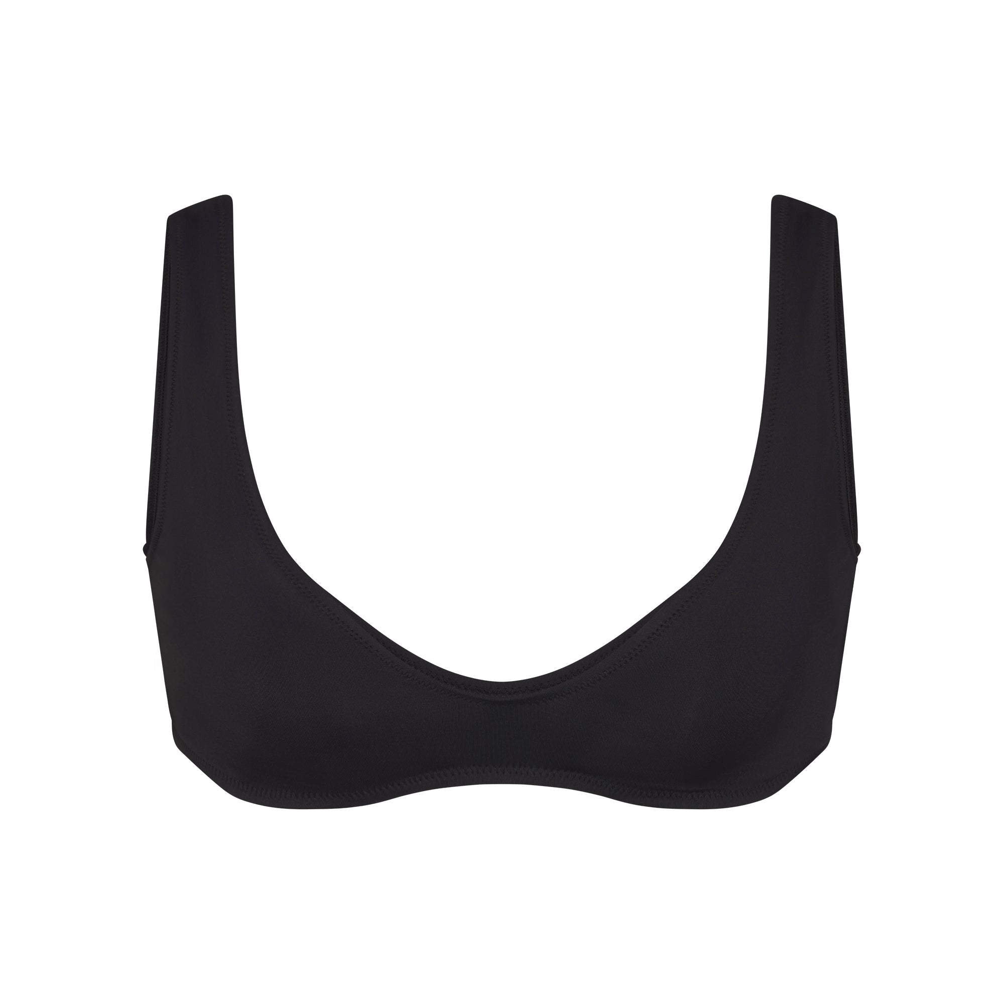SIGNATURE SWIM PLUNGE BIKINI TOP | ONYX FLAT ON A WHITE BACKGROUND | FLT